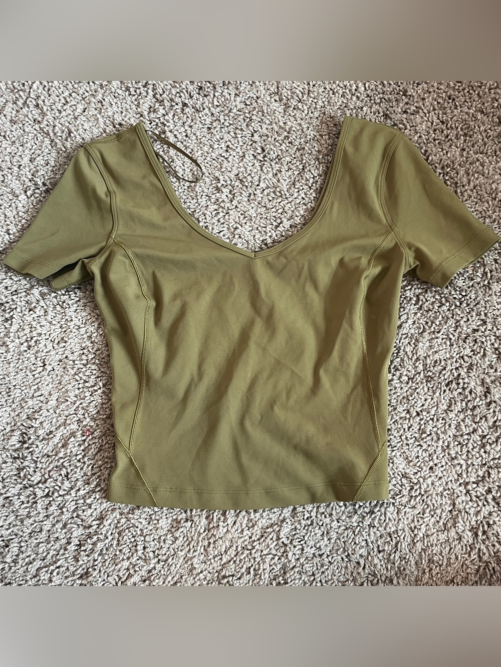 Lululemon Align Tee Nulu Cropped Length Size 0/2 Bronze Green Athletic Workout